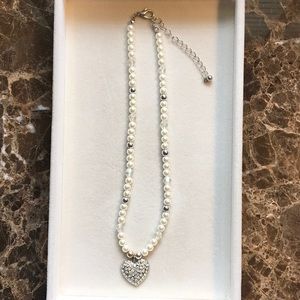 Girls pearl beaded heart necklace